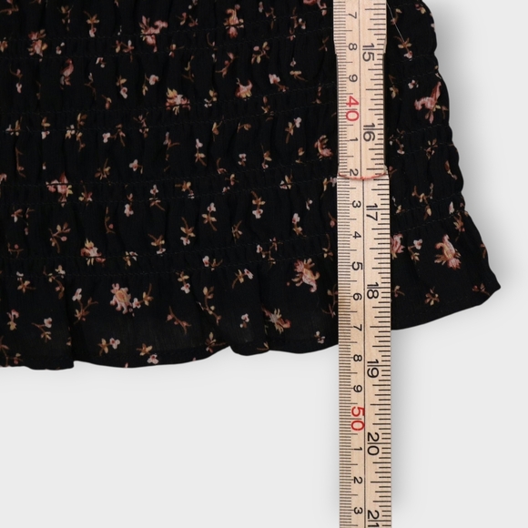 Madewell Georgette Lucie Bubble-Sleeve Smocked Top in Stem Scatter Size XXS - Picture 8 of 10